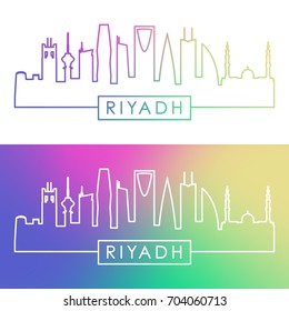 Riyadh skyline. Colorful linear style. Editable vector file.