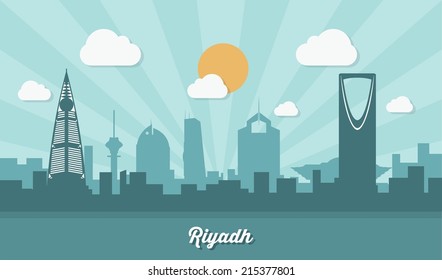 Riyadh skyline - flat design - vector illustration