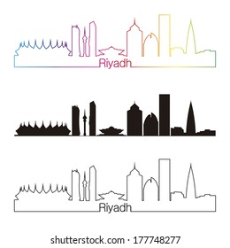 Riyadh skyline linear style with rainbow in editable vector file