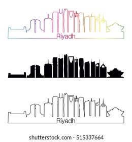 Riyadh skyline linear style with rainbow in editable vector file