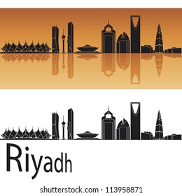 Riyadh skyline in orange background in editable vector file