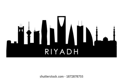 Riyadh skyline silhouette. Black Riyadh city design isolated on white background. 