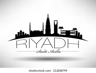 Riyadh Skyline with Typography Design