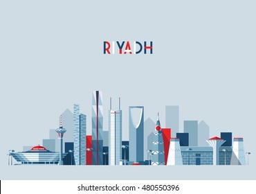 Riyadh skyline, vector illustration, flat design