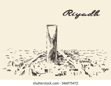 Riyadh skyline, vector illustration, hand drawn, sketch
