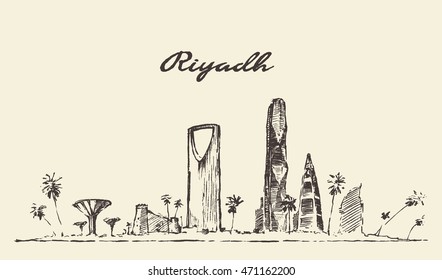 Riyadh skyline, vector illustration, hand drawn, sketch