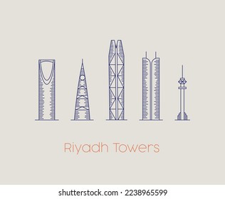 Riyadh Towers, Saudi Arabia, Vector