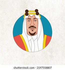 Riyadh,Saudi Arabia - Sep 4th 2022 : King Saud Bin Abdulaziz Al Saud 2nd King Of Saudi Arabia Vector Portrait Drawing Illustration