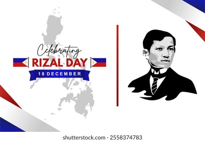 Rizal Day Philippines National Heroes Copy Space Banner and Background. Jose Rizal Illustration