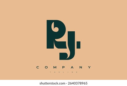RJ Abstract Geometric Logo Design. Modern and elegant logo design with simplistic typography elements, showcasing branding excellence.