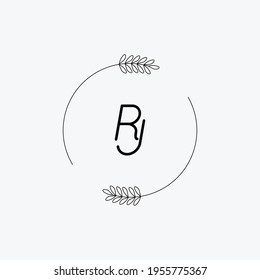 Logo inicial del vector de belleza RJ, logotipo de escritura a mano de la firma inicial