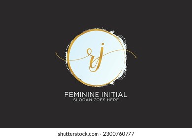 Logo de escritura a mano RJ con la firma del vector de plantilla de círculo, boda, moda, floral y botánica con plantilla creativa.