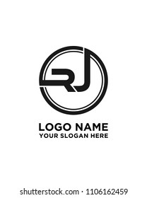 RJ initial circle logo template vector