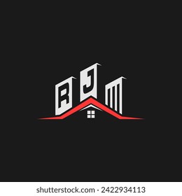RJ Initial Construction Real Estate Home Logo Design Vector