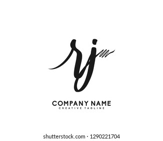 RJ Initial Handwriting Logo Template Vector