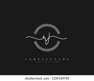 RJ initial handwriting logo template vector