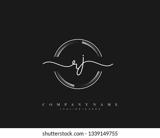 RJ initial handwriting logo template vector