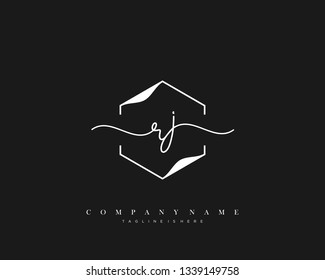 RJ initial handwriting logo template vector
