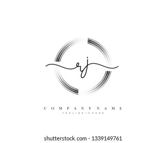 RJ initial handwriting logo template vector
