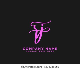 RJ Initial Handwriting Logo Vector