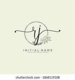 RJ Initial handwriting logo vector