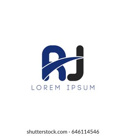 rj initial letter uppercase logo blue and black
