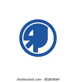 RJ initial letters circle business logo blue