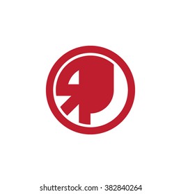 RJ initial letters circle business logo red