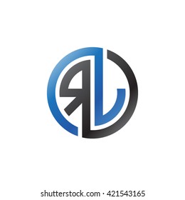RJ initial letters looping linked circle logo blue black