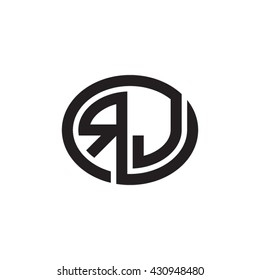 RJ initial letters looping linked ellipse monogram logo