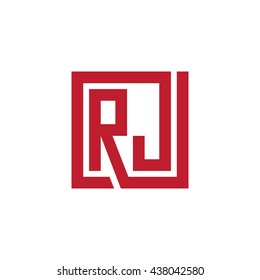 RJ initial letters looping linked square logo red