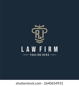 RJ initial monogram logo law firm with pillar design