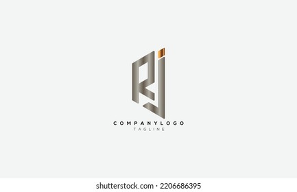 RJ, JR, Abstract initial monogram letter alphabet logo design