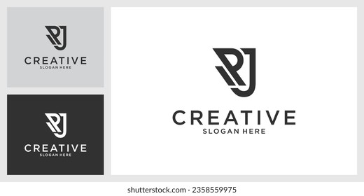RJ or JR initial letter logo design vector.