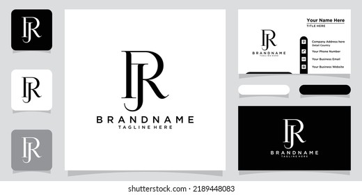 RJ or JR Letter Logo Design Template Vector