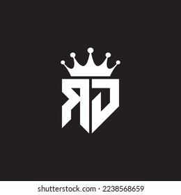 RJ or JR logo monogram symbol shield with crown shape design vector