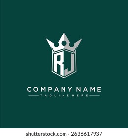 RJ letter monogram initial logo for shield and crown design