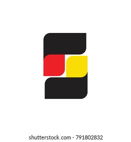 rj letter or S letter with square logo design vector