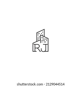 RJ line concept logo in high quality professional design that will be best for companies related to real estate