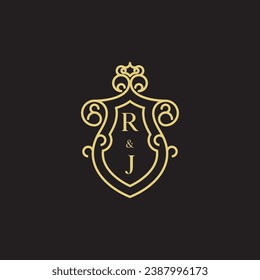 RJ line vintage initial logo in high quality professional design that will print well across any print media