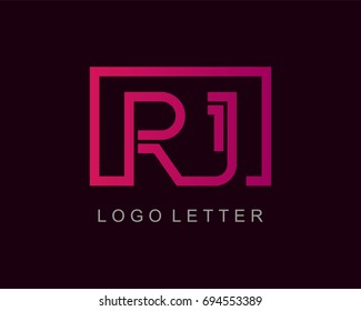 RJ Logo letter design vector with box