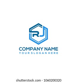 RJ logo letter initial, Abstract polygonal Background Logo,