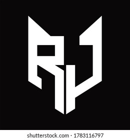 RJ Logo monogram with fox head shape design template