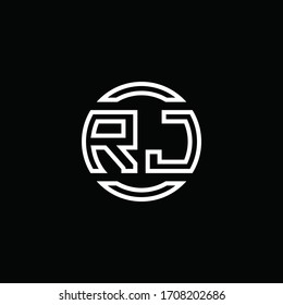 RJ logo monogram with negative space circle rounded design template
