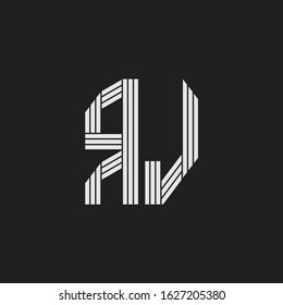RJ Logo monogram with outline style linked isolated on black background