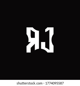 RJ Logo monogram with pieces cut elements design template