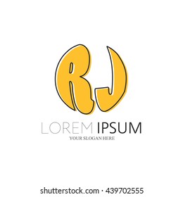 RJ Logo. Vector Graphic Sphere Branding Letter Element. White Background