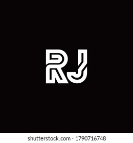 RJ monogram logo with abstract line design template