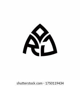 Logo de monograma RJ con plantilla de diseño de estilo triangular moderna aislado en fondo blanco