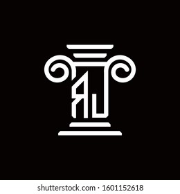 RJ monogram logo with pillar style design template